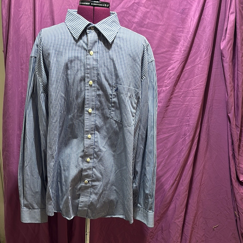 NAUTICA Men's Blue Checkered Shirt NWOT Size XXL Tailored Fit